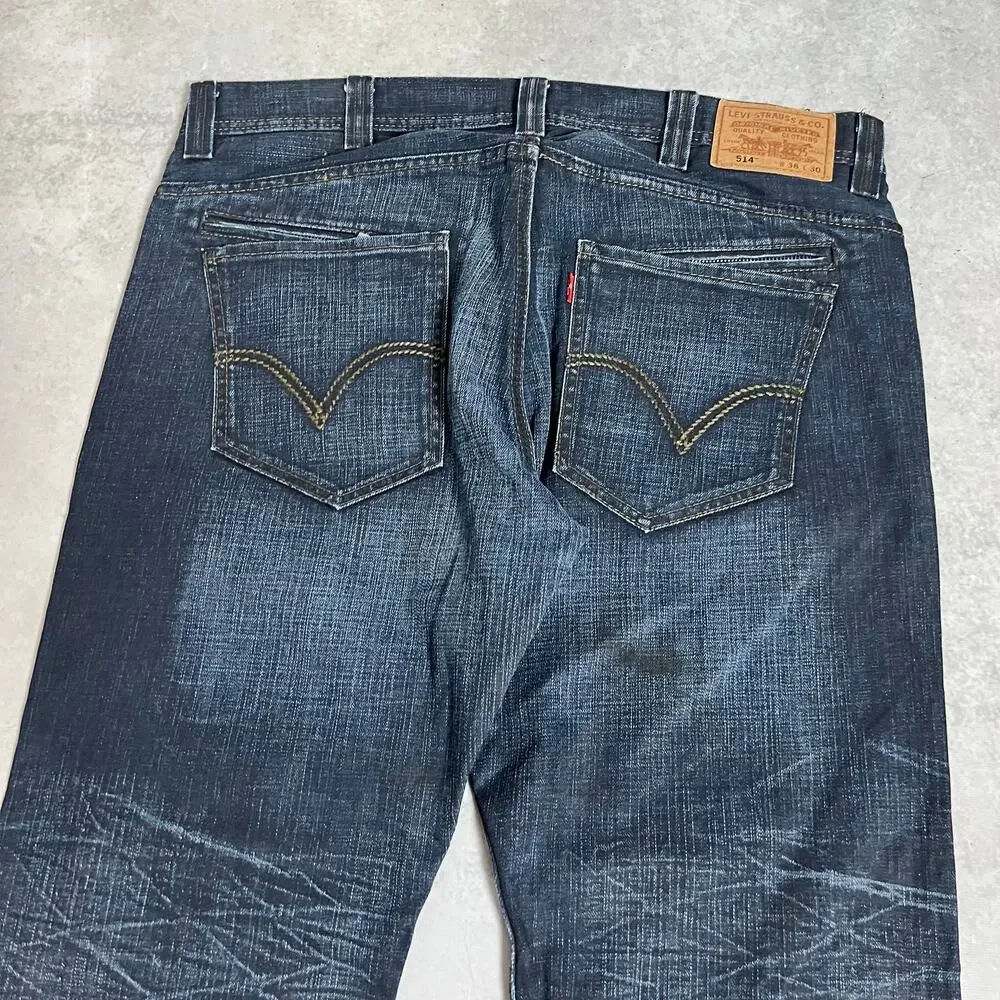 Levi's 514 Relaxed Straight Men's Size 38x30 Blue Loose Denim Jeans